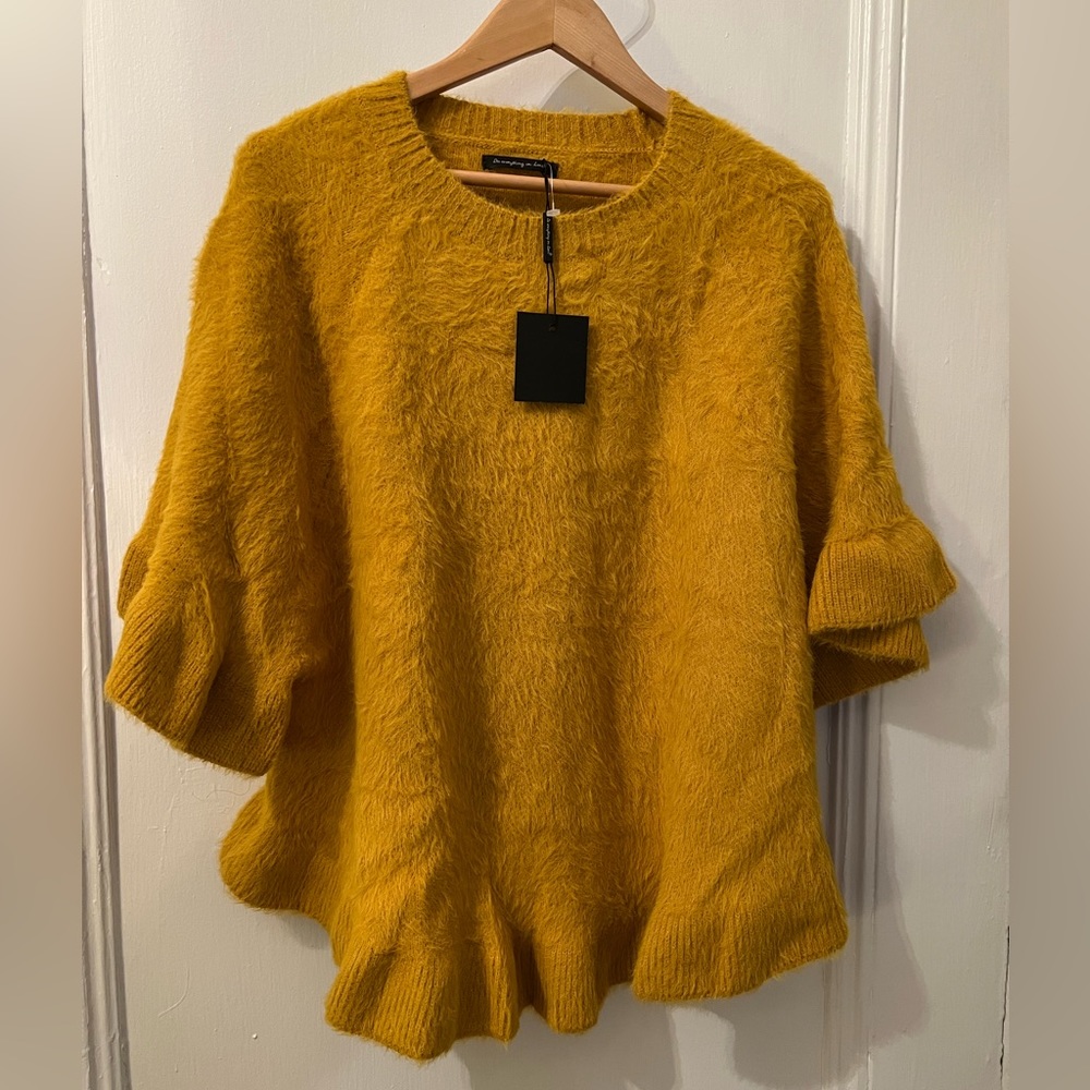 Mustard scalloped poncho style sweater